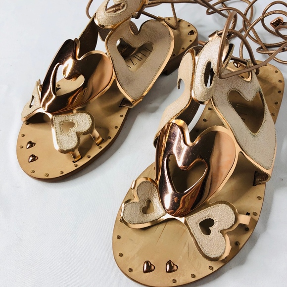 Ivy Kirzhner Heart Lace Up Sandals RARE Valentine - Picture 3 of 6